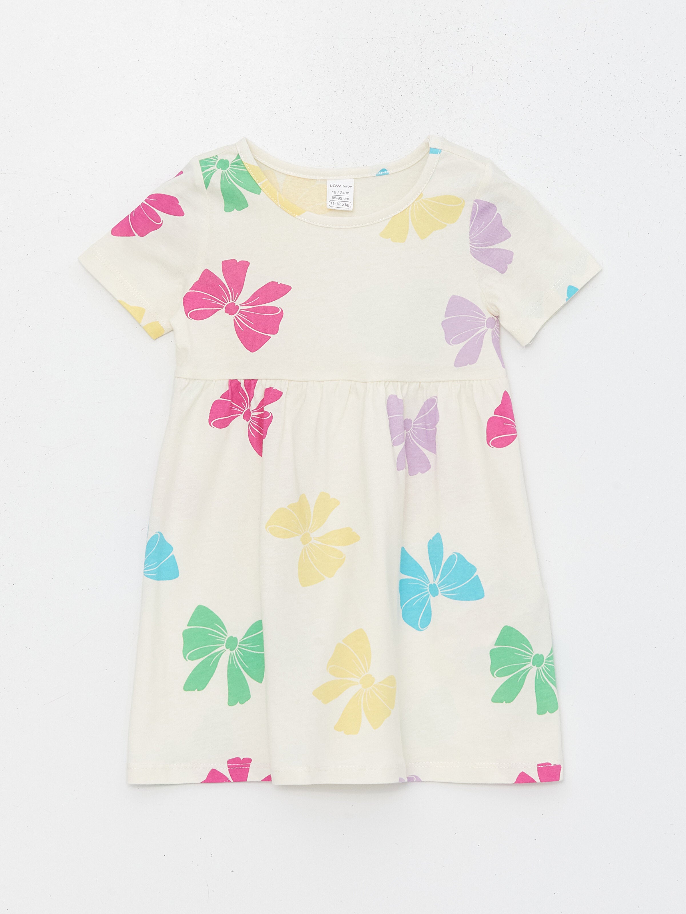 Crew Neck Short Sleeve Baby Girls Dress
