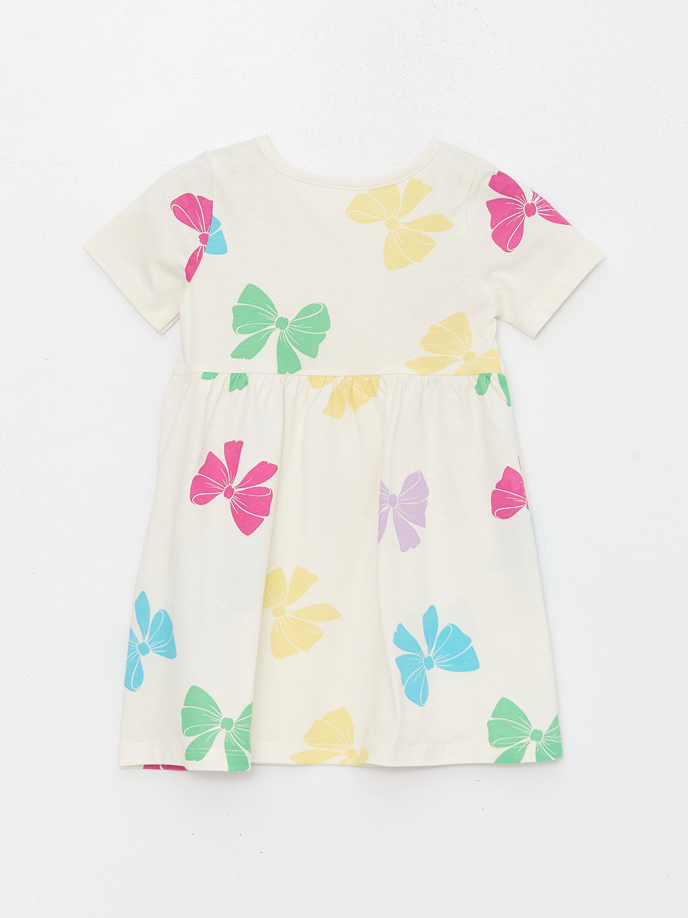Crew Neck Short Sleeve Baby Girls Dress