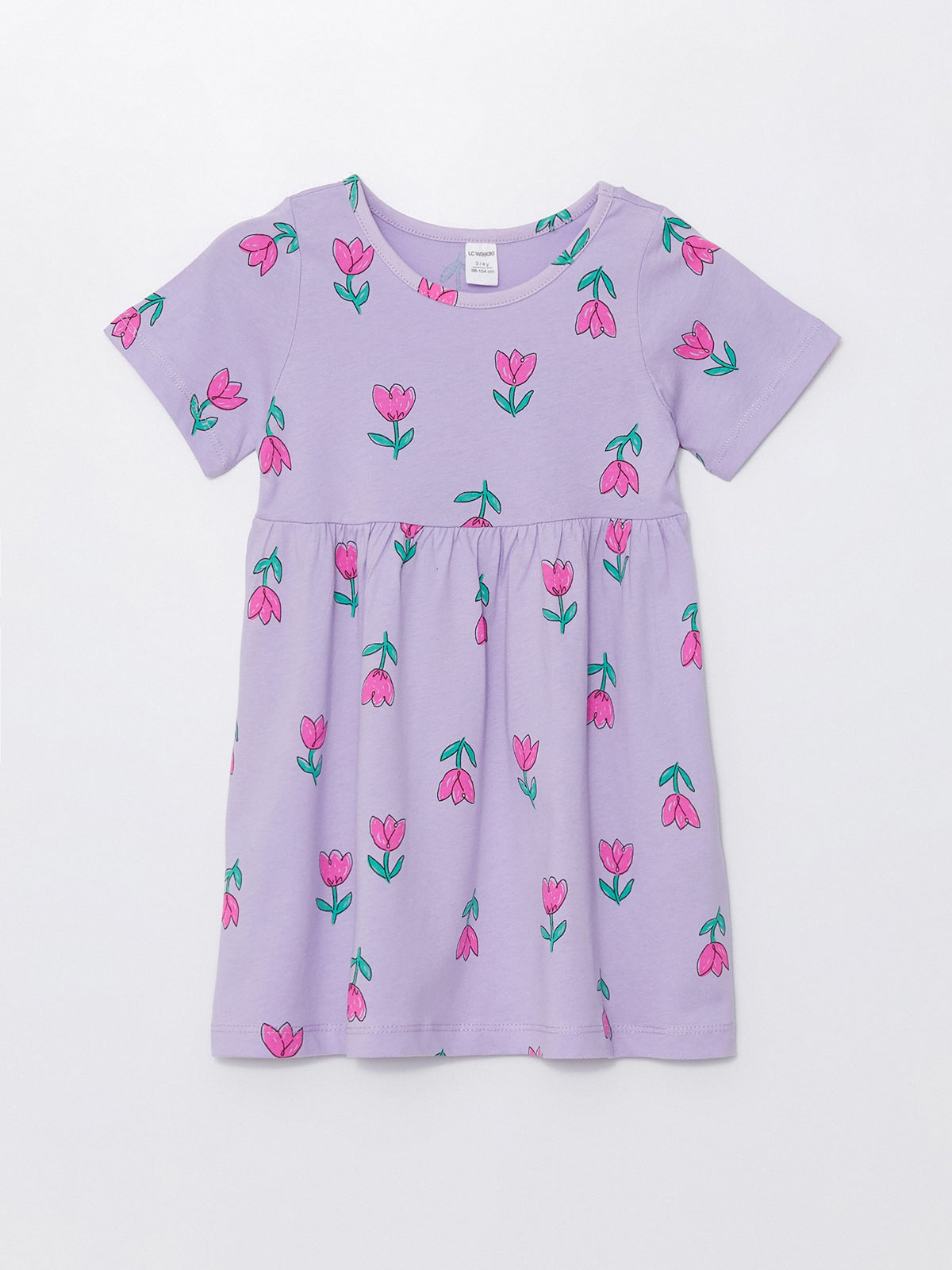 Crew Neck Short Sleeve Baby Girls Dress