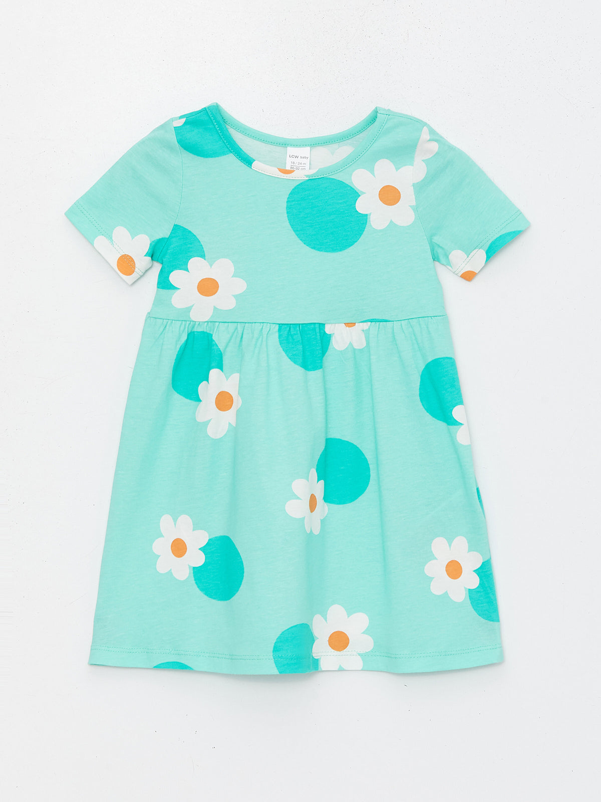 Crew Neck Short Sleeve Baby Girls Dress