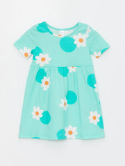 Crew Neck Short Sleeve Baby Girls Dress