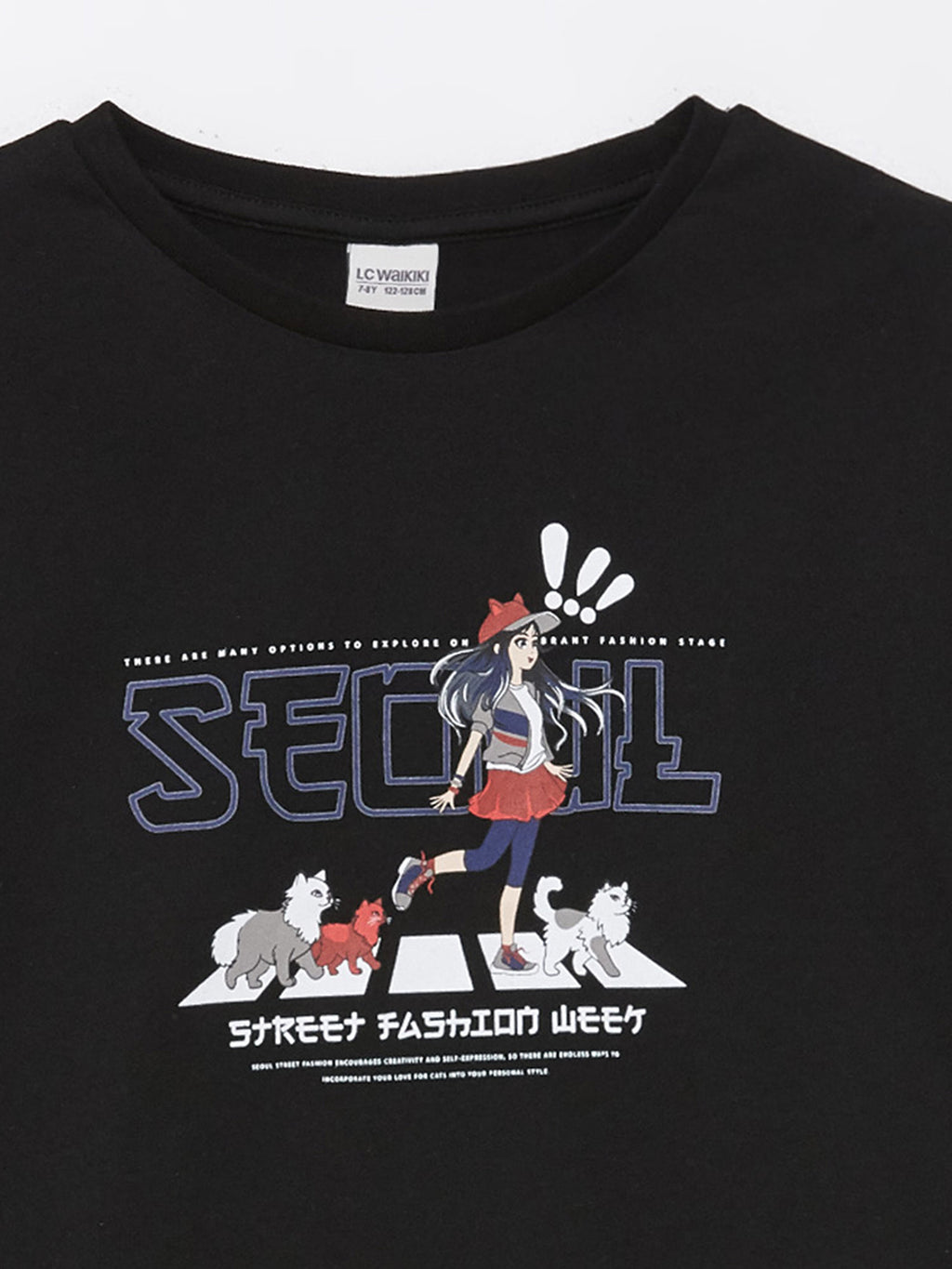 Crew Neck Printed Short Sleeve Girls Crop T-Shirt