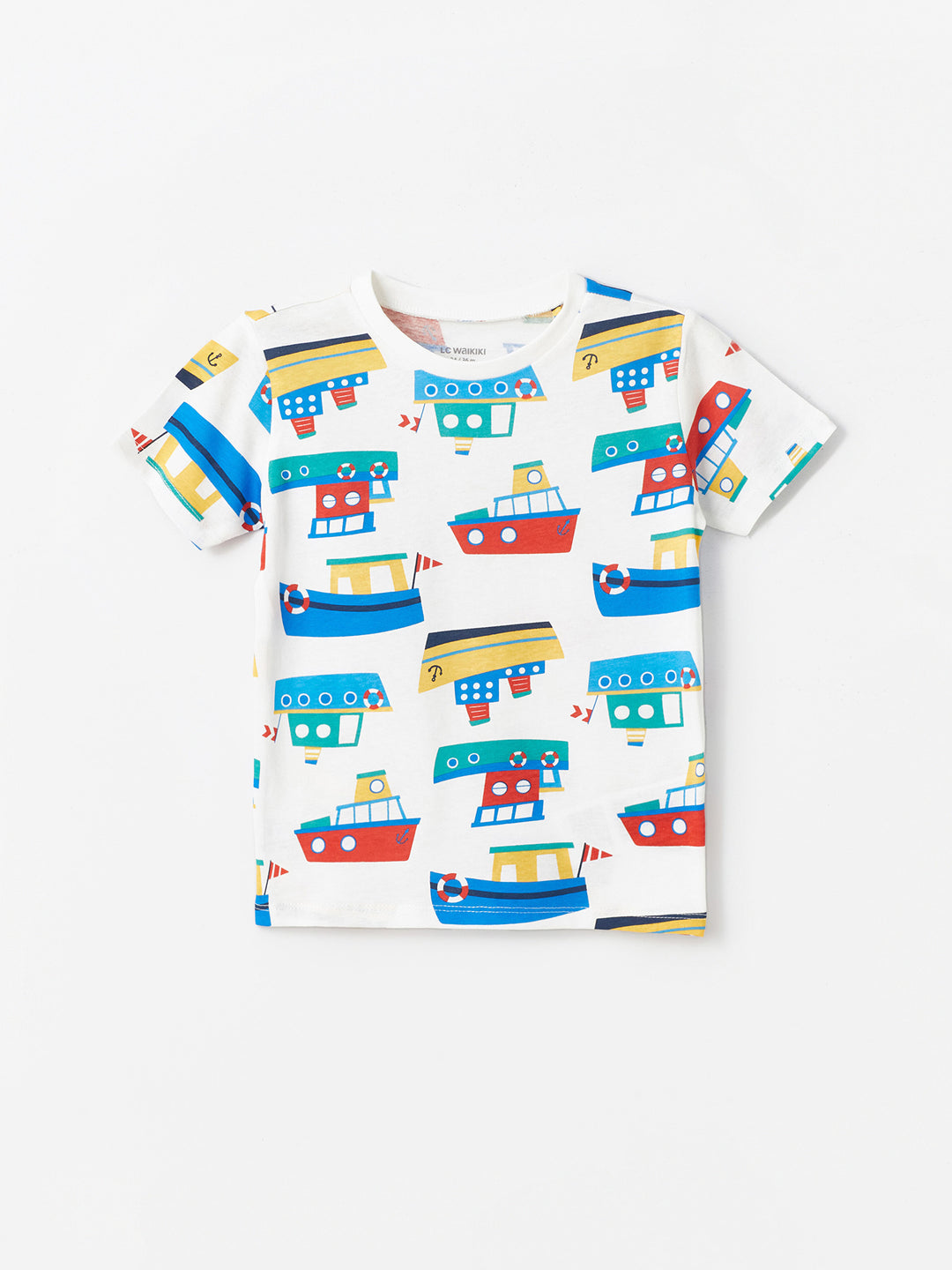 Crew Neck Short Sleeve Printed Baby Boy T-Shirt and Shorts Set of 2