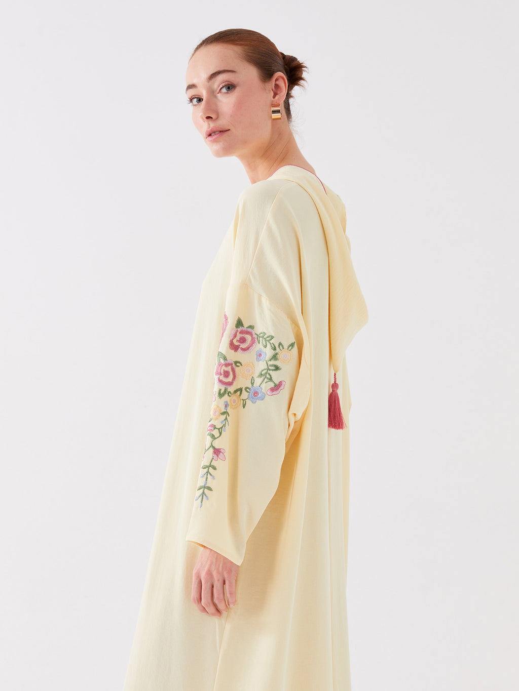 Hooded Embroidered Long Sleeve Oversize Women Dress