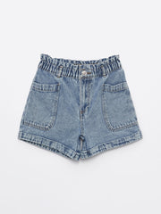 Girls Jean Shorts with Elastic Waist