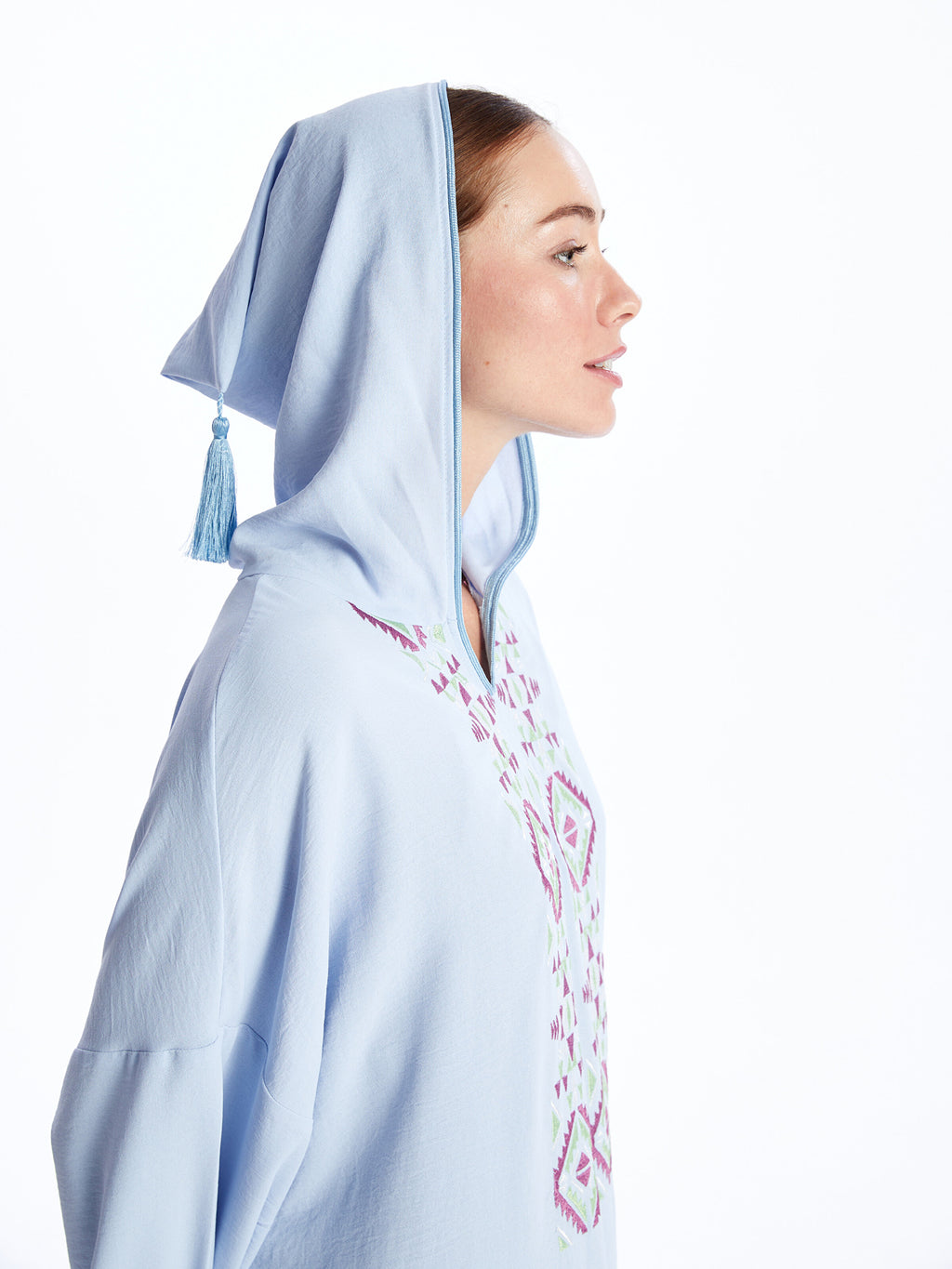 Hooded Embroidered Long Sleeve Women Dress