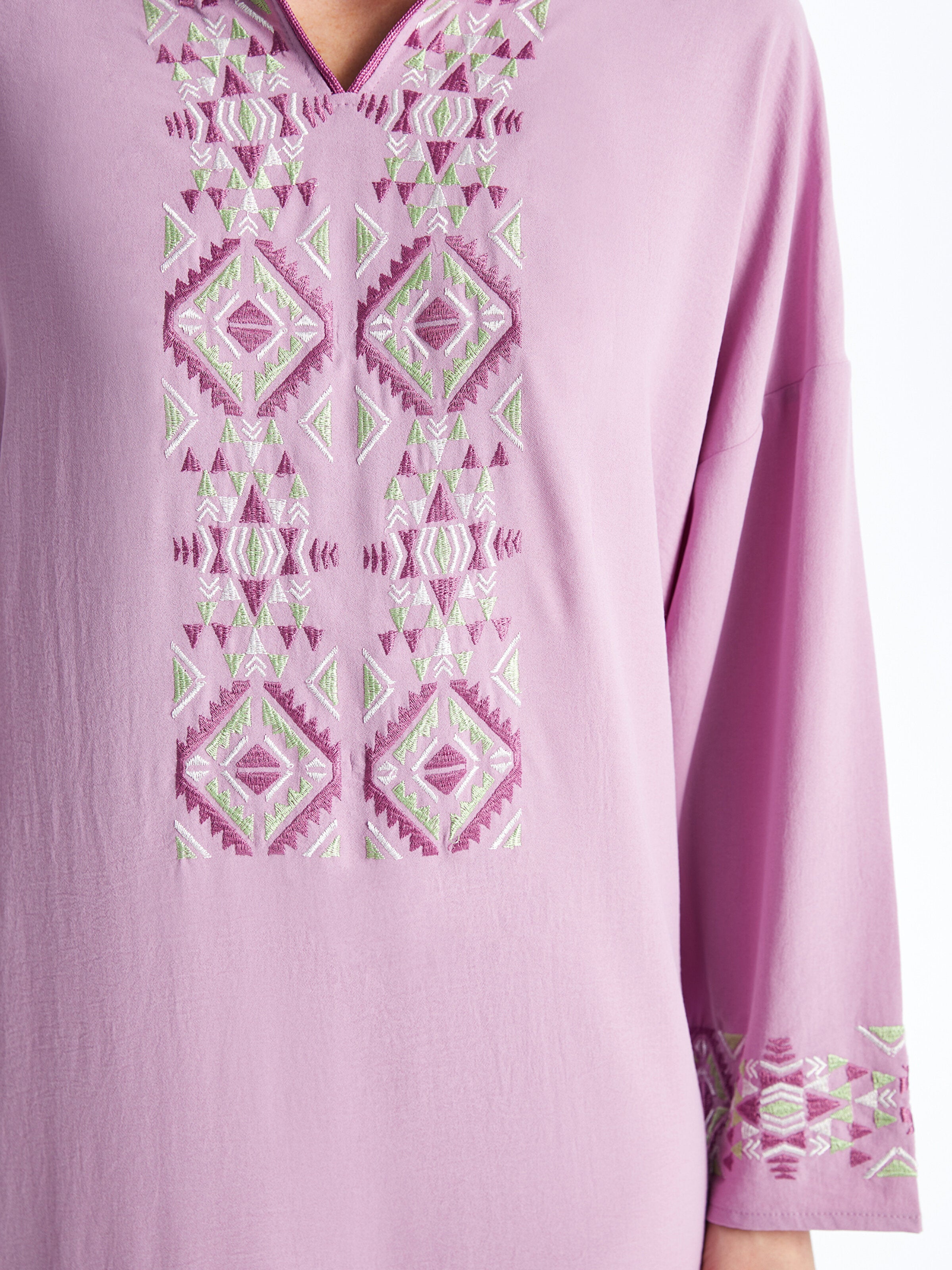 Hooded Embroidered Long Sleeve Women Dress