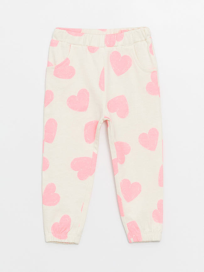 Printed Baby Girls Tracksuit Bottom With Elastic Waist Hover Image