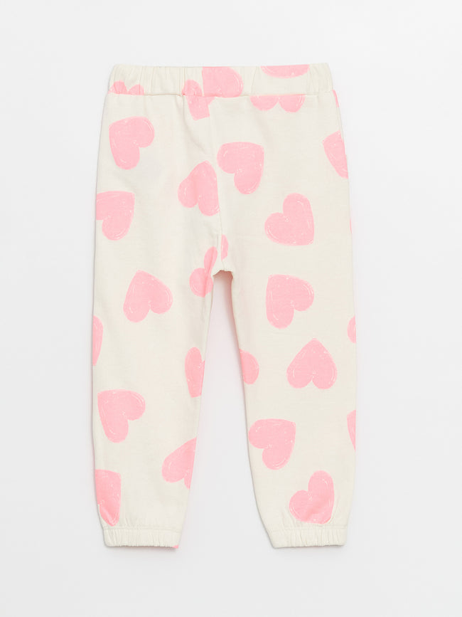 Printed Baby Girls Tracksuit Bottom With Elastic Waist Main Image