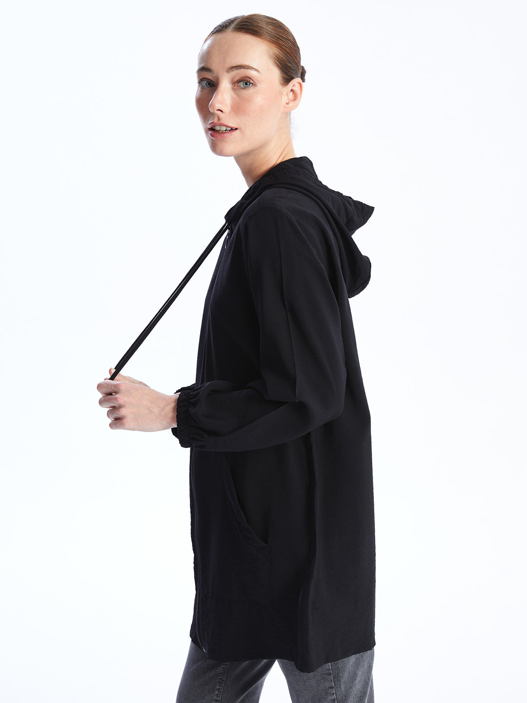 Hooded Plain Long Sleeve Women Sports Cardigan – HMIC Kuwait