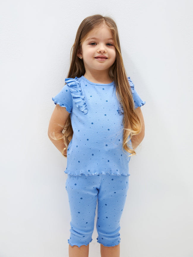 Crew Neck Printed Short Sleeve Baby Girls T-Shirt Main Image