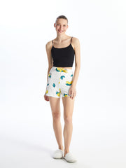 Patterned Women Shorts Pajama Bottom with Elastic Waist