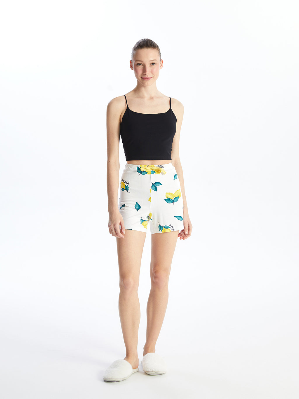 Patterned Women Shorts Pajama Bottom with Elastic Waist