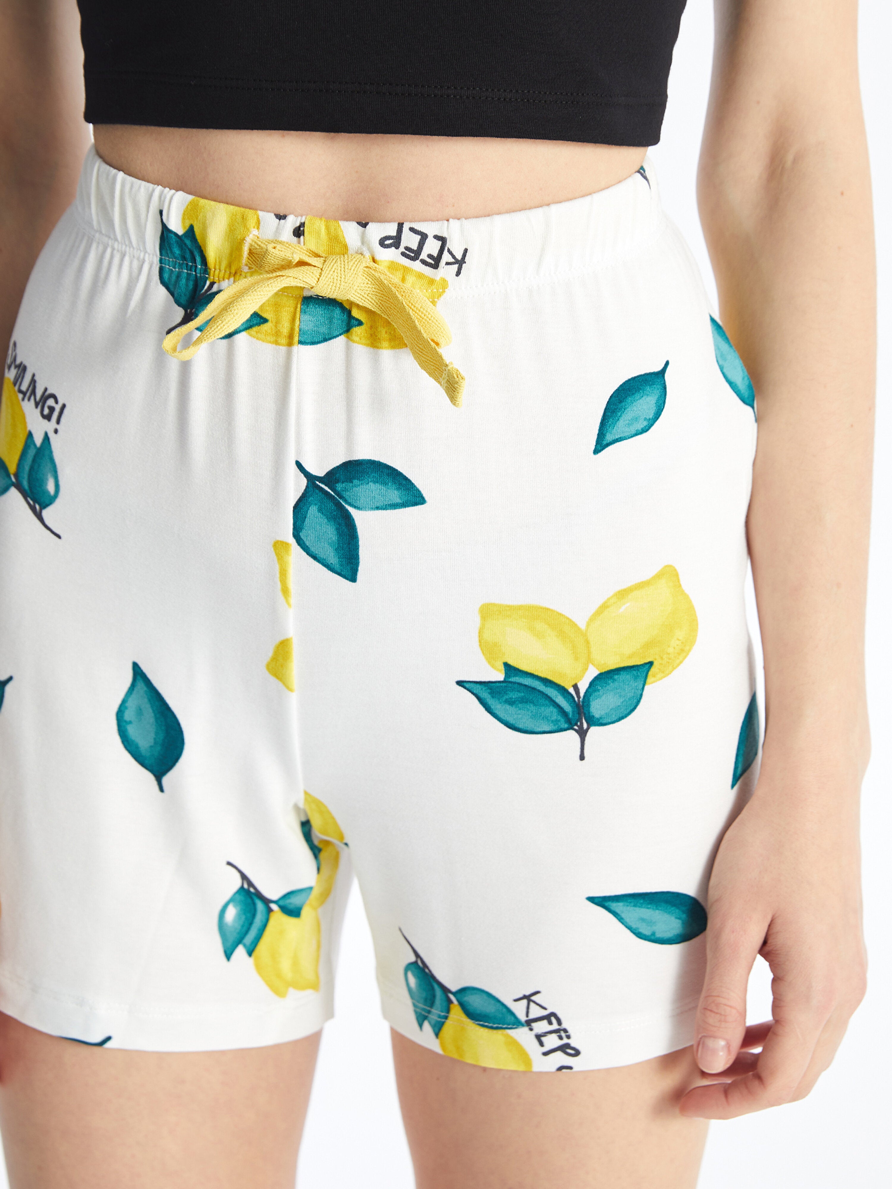 Patterned Women Shorts Pajama Bottom with Elastic Waist