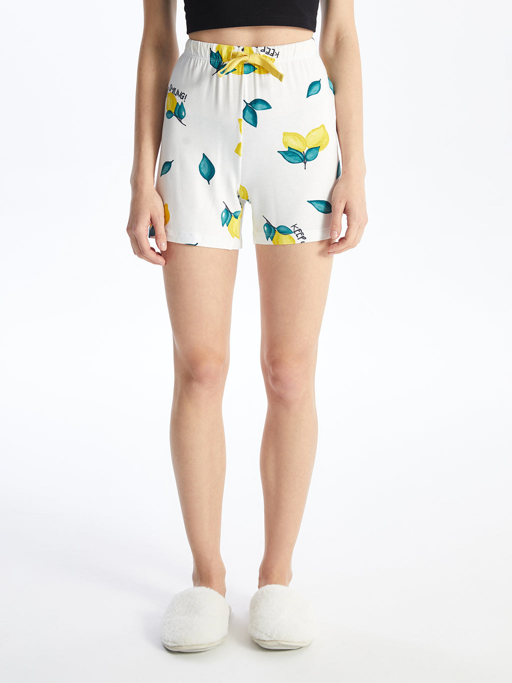 Patterned Women Shorts Pajama Bottom with Elastic Waist