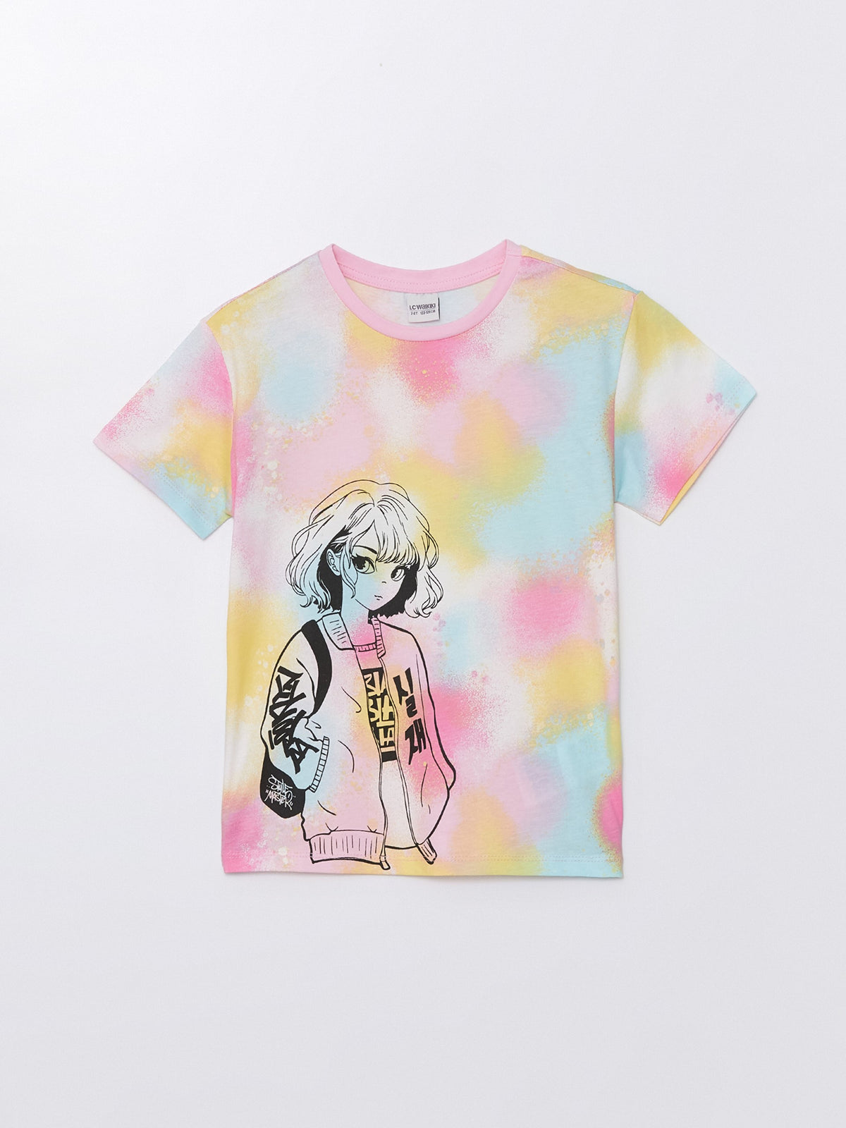 Crew Neck Printed Short Sleeve Girls T-Shirt