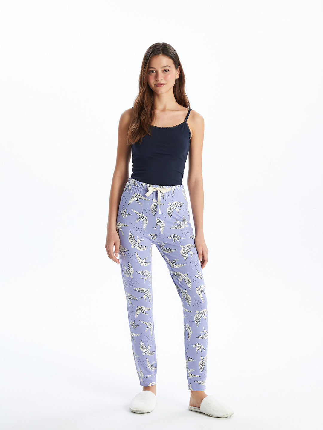 Patterned Women Pajama Bottoms With Elastic Waist