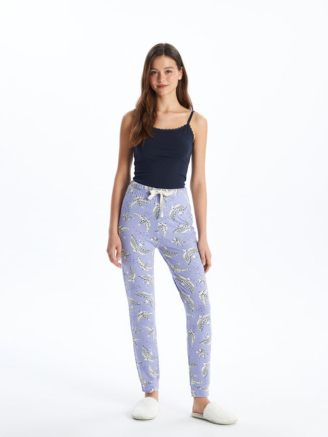 Patterned Women Pajama Bottoms With Elastic Waist Hover Image