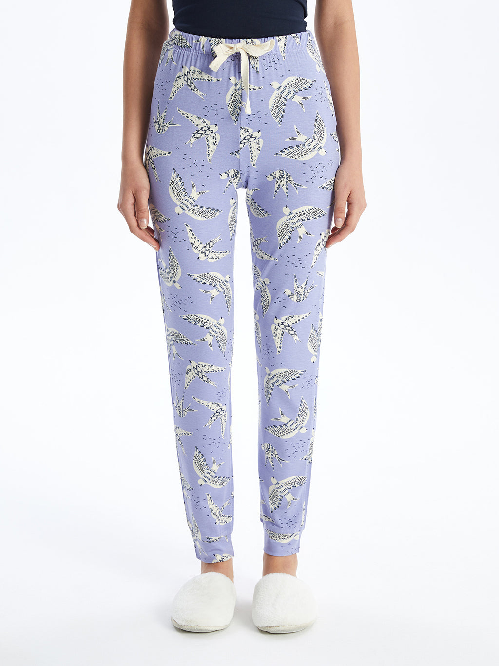Patterned Women Pajama Bottoms With Elastic Waist
