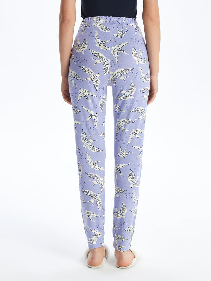 Patterned Women Pajama Bottoms With Elastic Waist