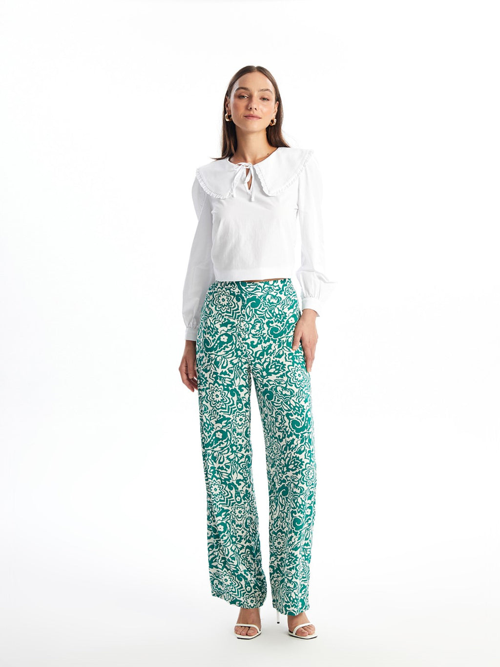 Elastic Waist Patterned Women's Trousers