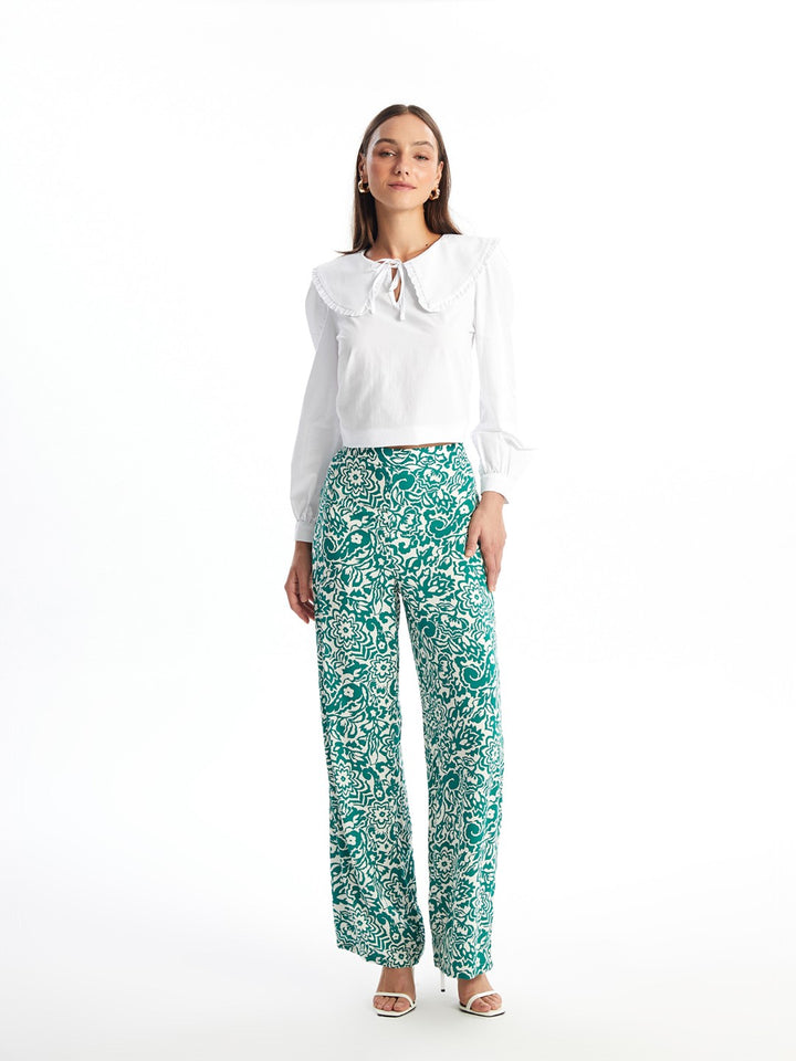 Elastic Waist Patterned Women's Trousers