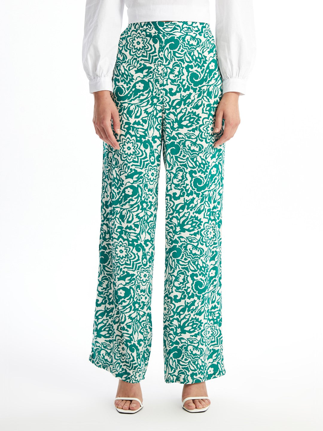 Elastic Waist Patterned Women's Trousers