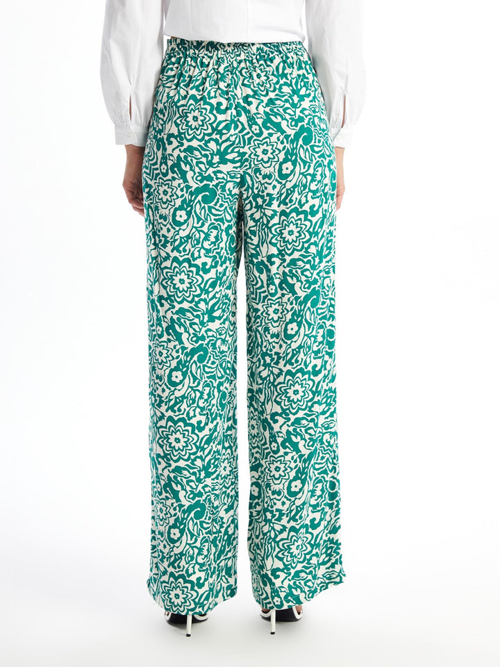 Elastic Waist Patterned Women's Trousers