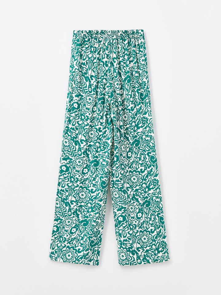 Elastic Waist Patterned Women's Trousers