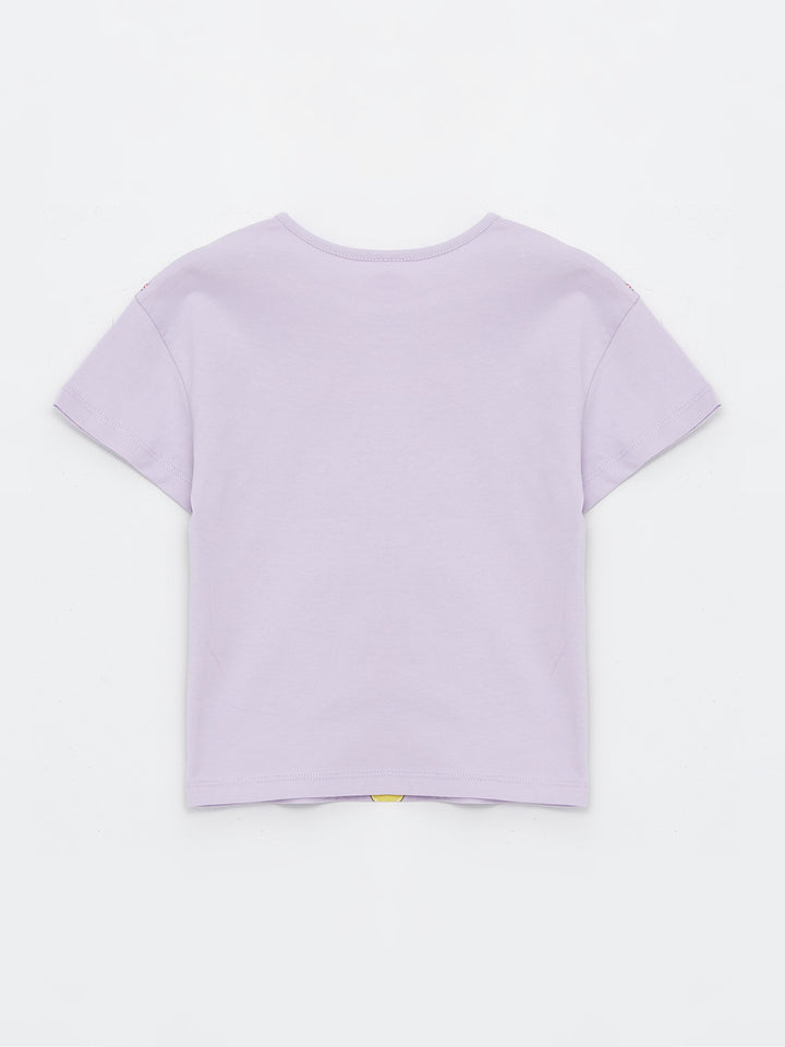 Crew Neck Printed Short Sleeve Baby Girls T-Shirt