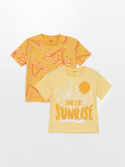 Crew Neck Short Sleeve Printed Baby Boy T-Shirt, Pack of 2