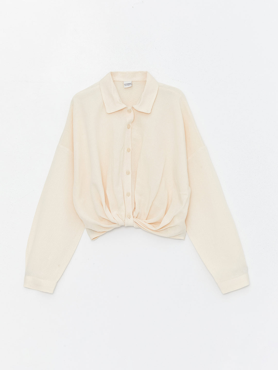 Linen Blend Girls Crop Shirt