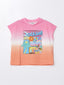 Crew Neck Printed Short Sleeve Girls Crop T-Shirt