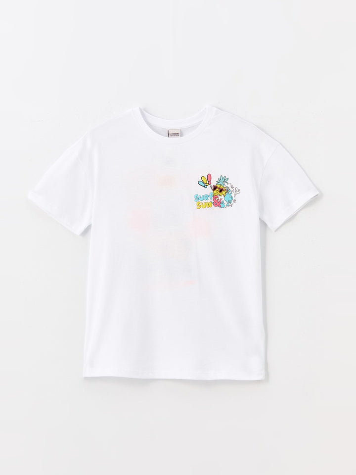 Crew Neck Printed Short Sleeve Girls T-Shirt