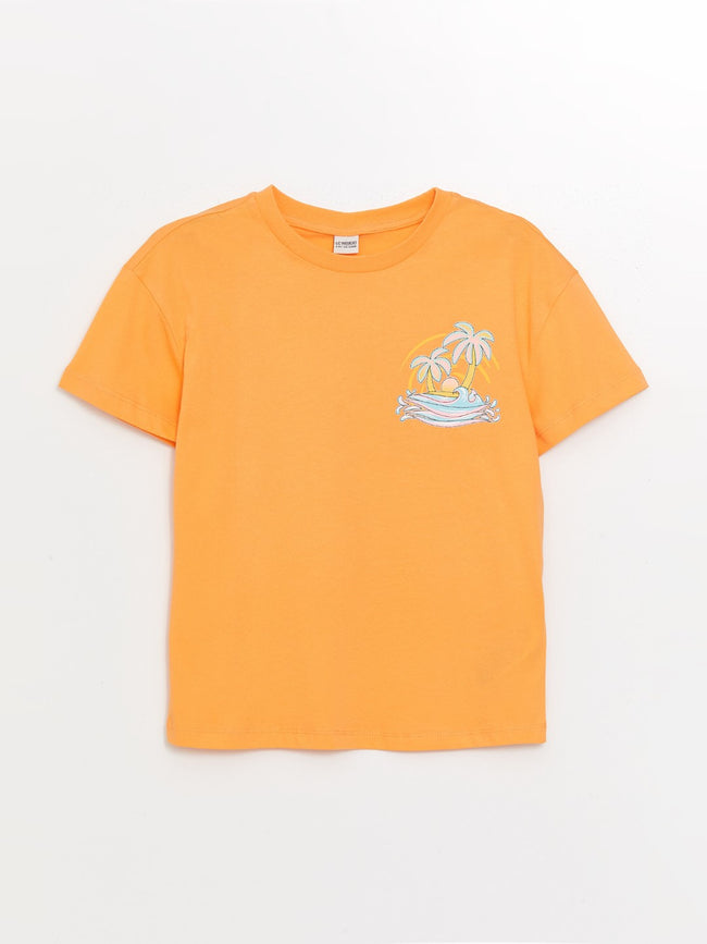 Crew Neck Printed Short Sleeve Girls T-Shirt Hover Image