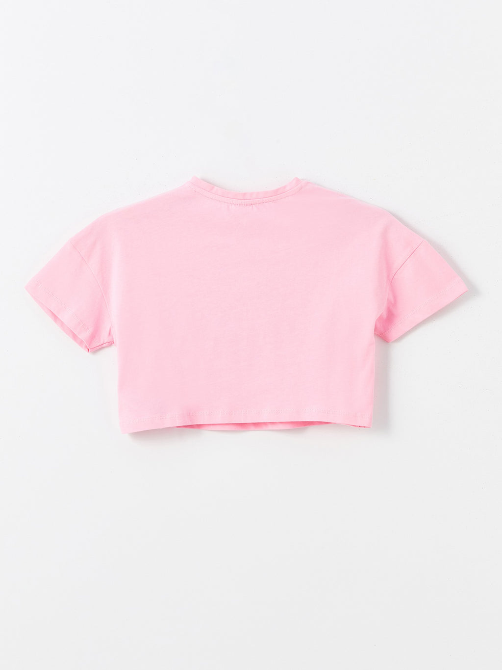 Crew Neck Printed Short Sleeve Girls Crop T-Shirt