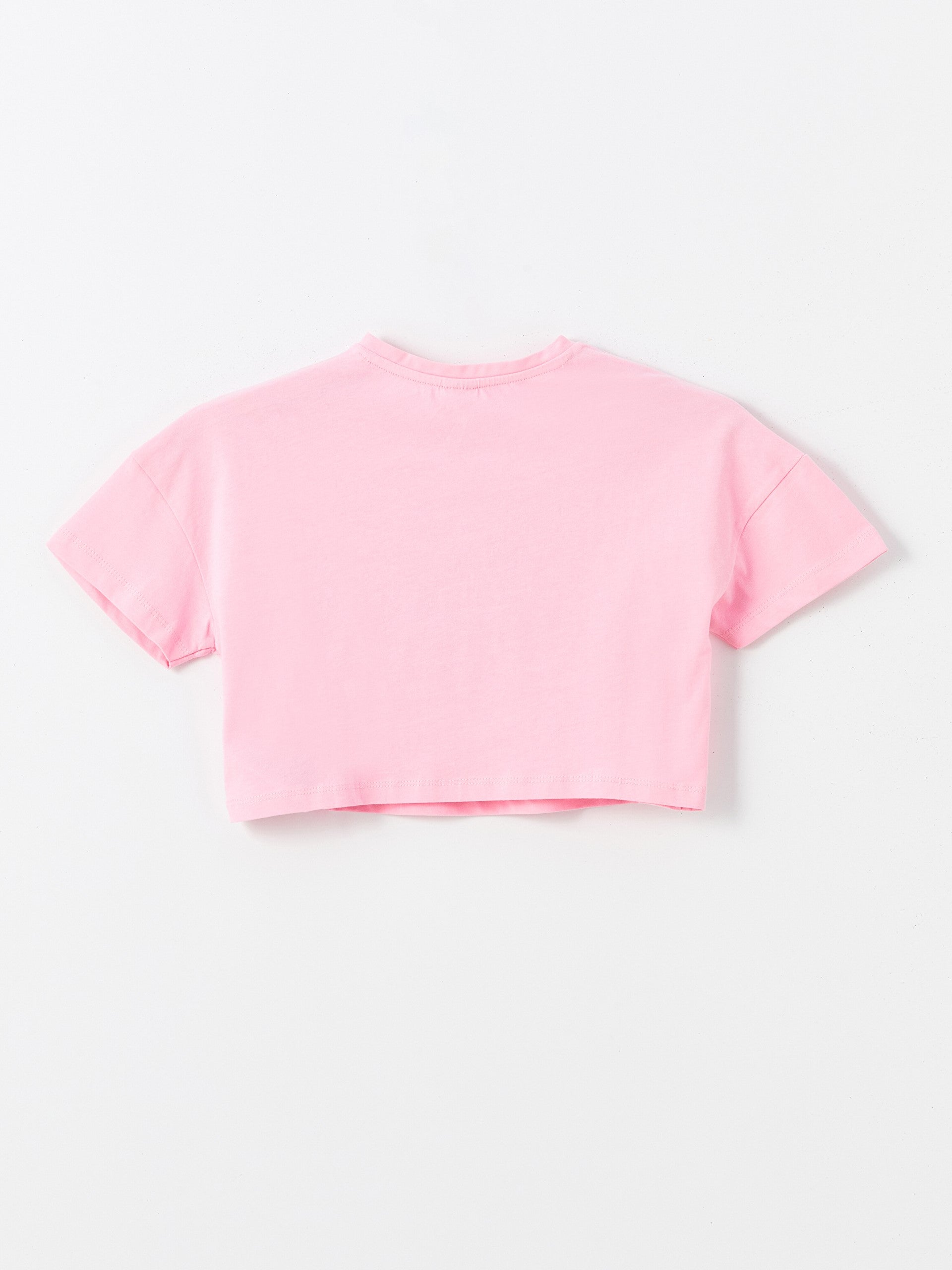 Crew Neck Printed Short Sleeve Girls Crop T-Shirt