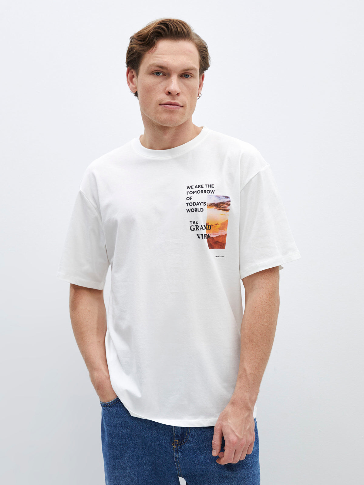 Crew Neck Short Sleeve Printed Combed Cotton Men T-Shirt