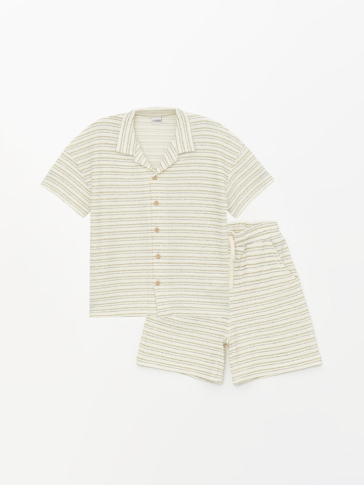 Striped Short Sleeve Boys' Shirt and Shorts