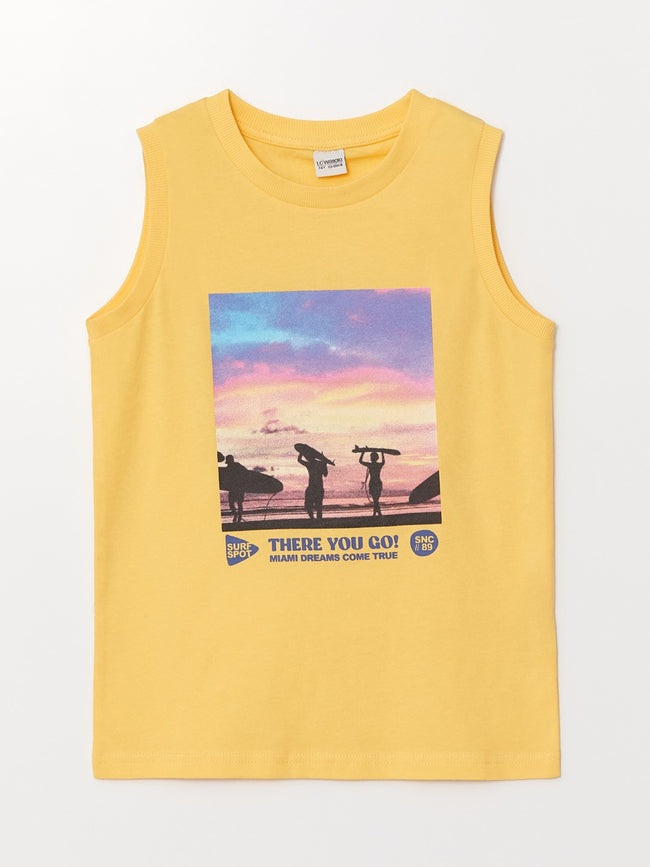 Comfortable Crew Neck Printed Boy's Undershirt Hover Image