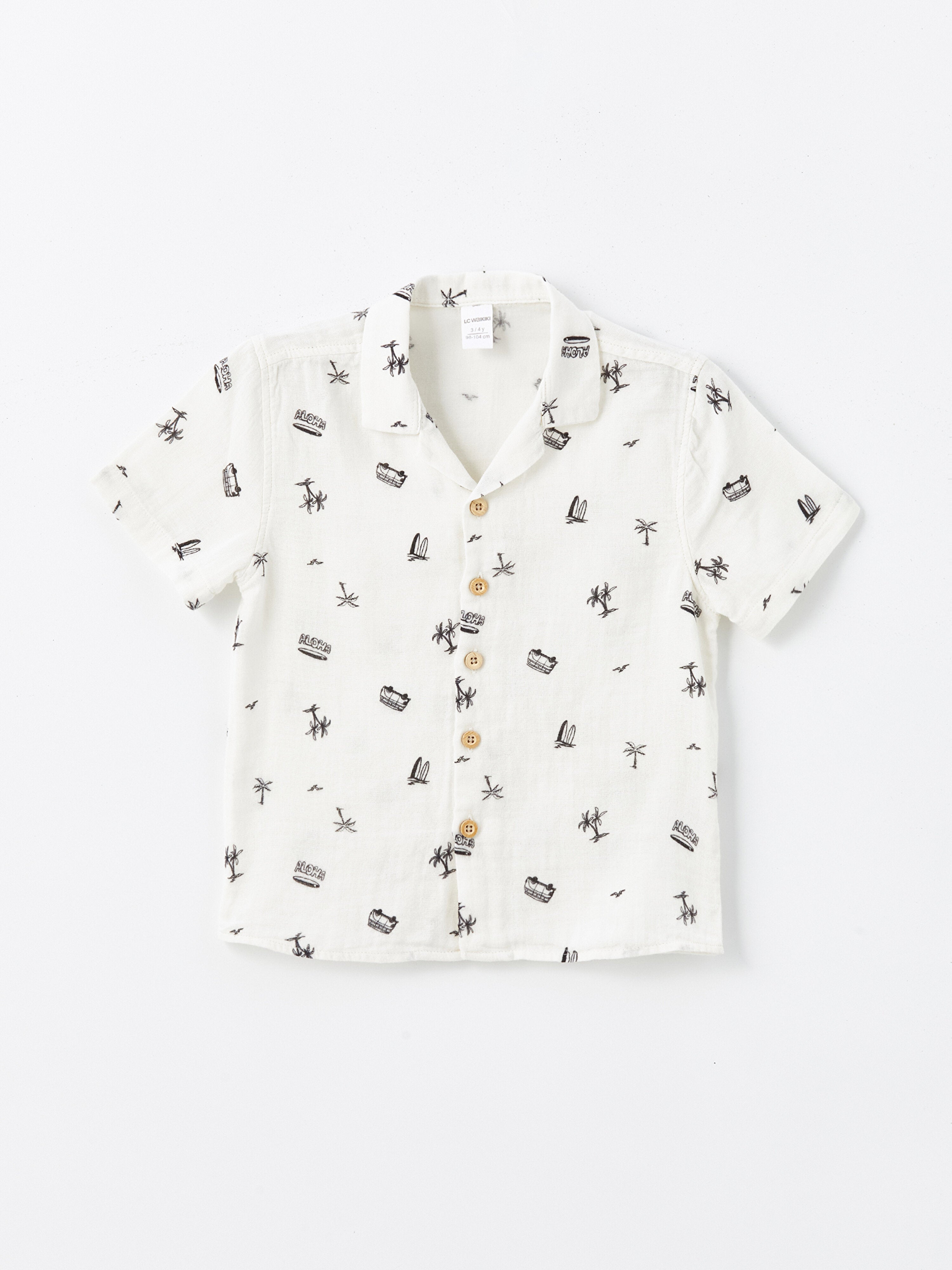 Resort Collar Short Sleeve Baby Boy Printed Shirt