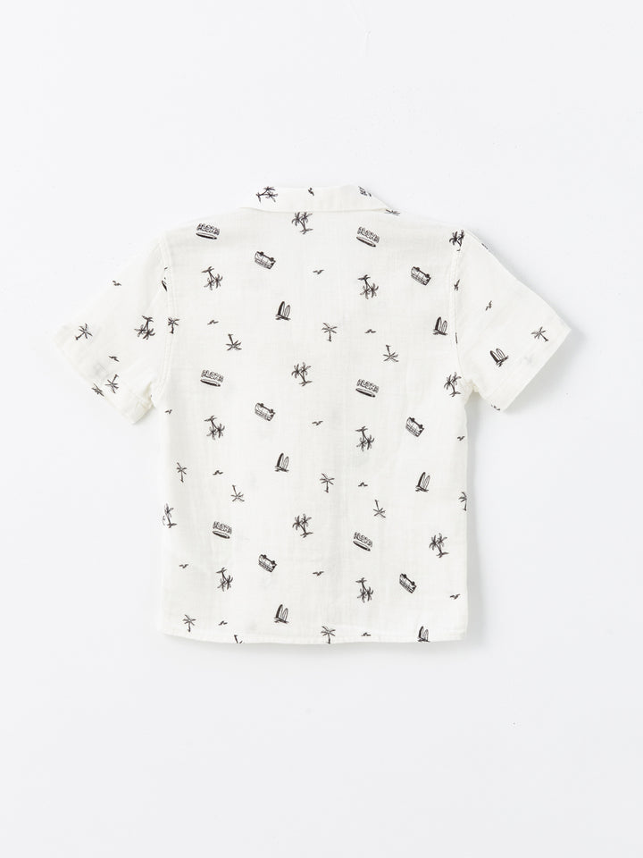 Resort Collar Short Sleeve Baby Boy Printed Shirt
