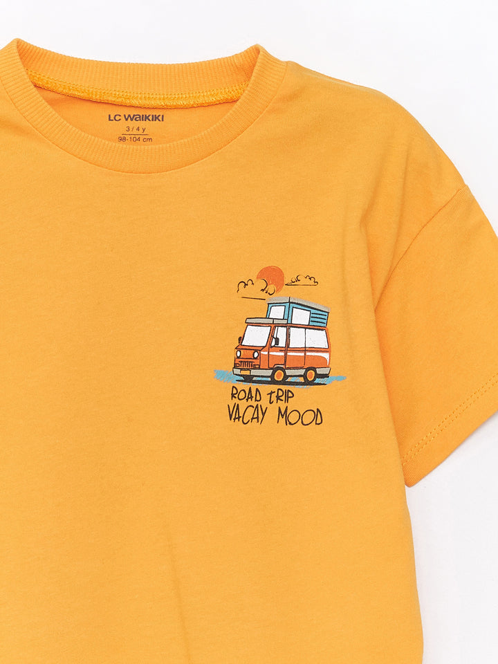 Crew Neck Short Sleeve Printed Baby Boy T-Shirt