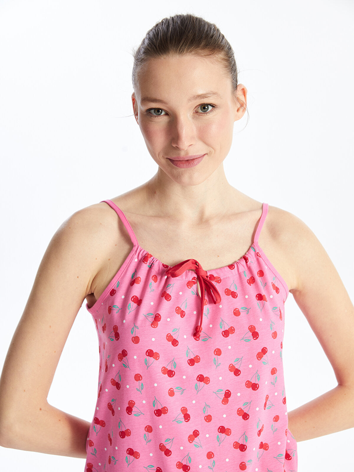 U-Neck Printed Strap Women Shorts Jumpsuit Pajamas
