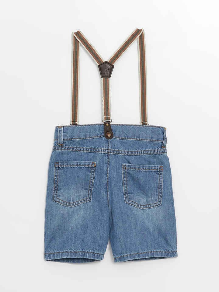 Basic Strappy Baby Boy Jean Shorts with Elastic Waist