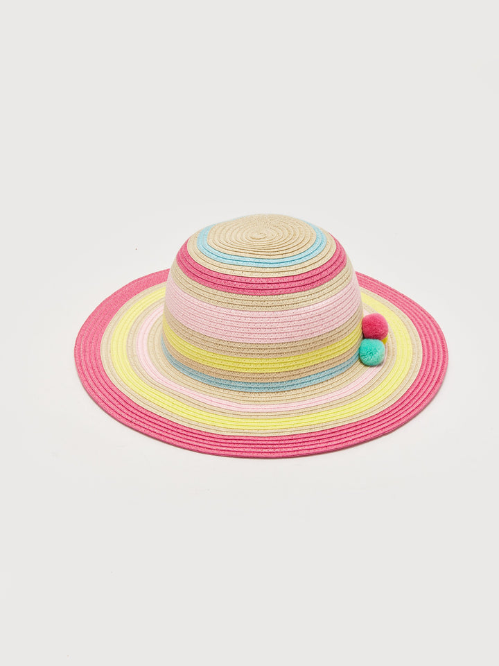 Color Blocked Girls Straw Fedora Hat
