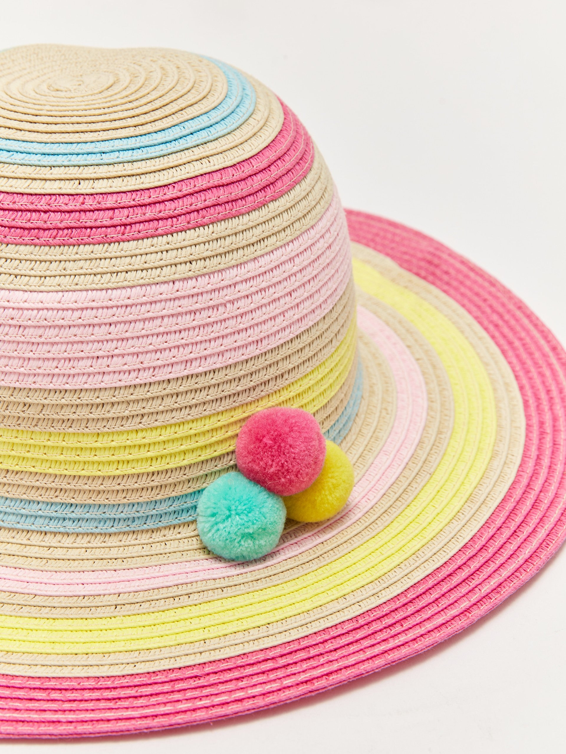 Color Blocked Girls Straw Fedora Hat