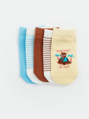 Printed Baby Boy Booties Socks 5 Pack