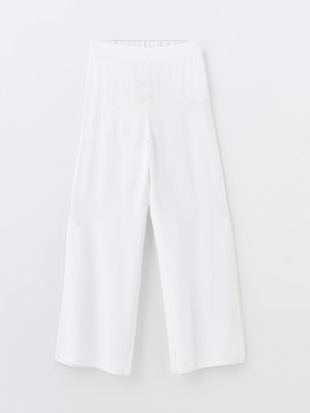 Elastic Waist Plain Linen Blend Women's Trousers