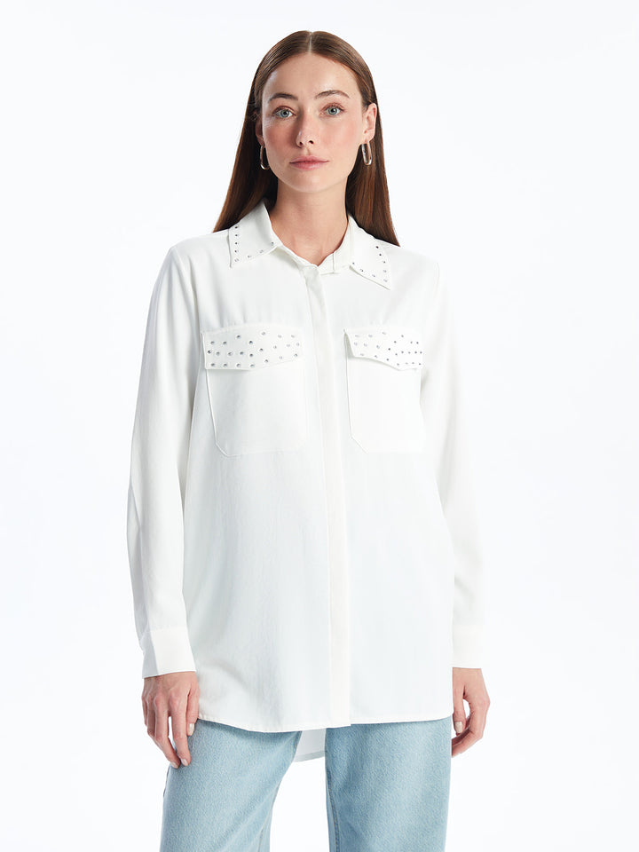 Stone Printed Long Sleeve Women Shirt